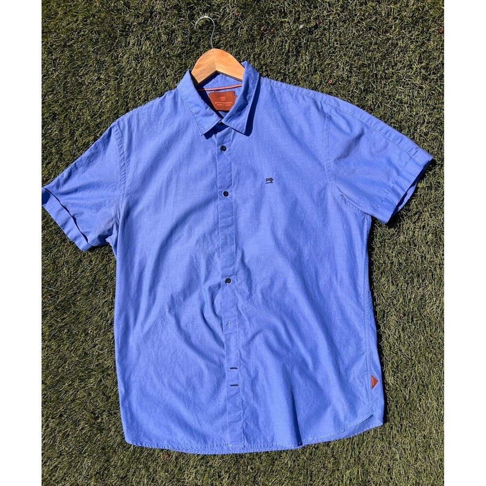 Scotch & Soda Amsterdam Couture Shirt Mens XL Blue Short Sleeve Cotton Regular